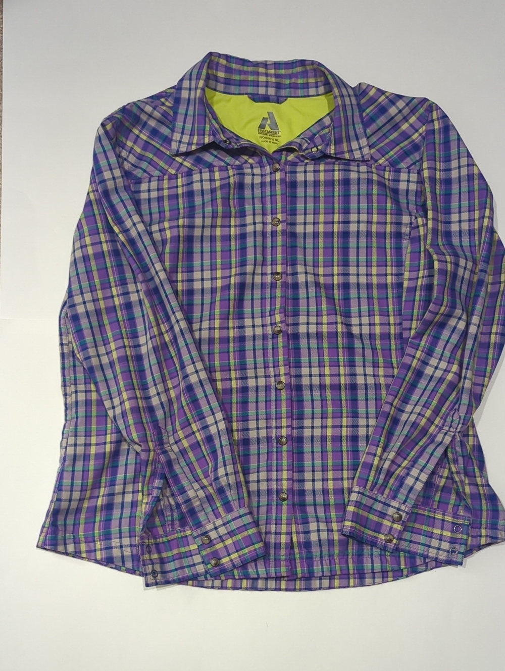 First Ascent Eddie Bauer Women's XL Plaid Performance Hiking Shirt